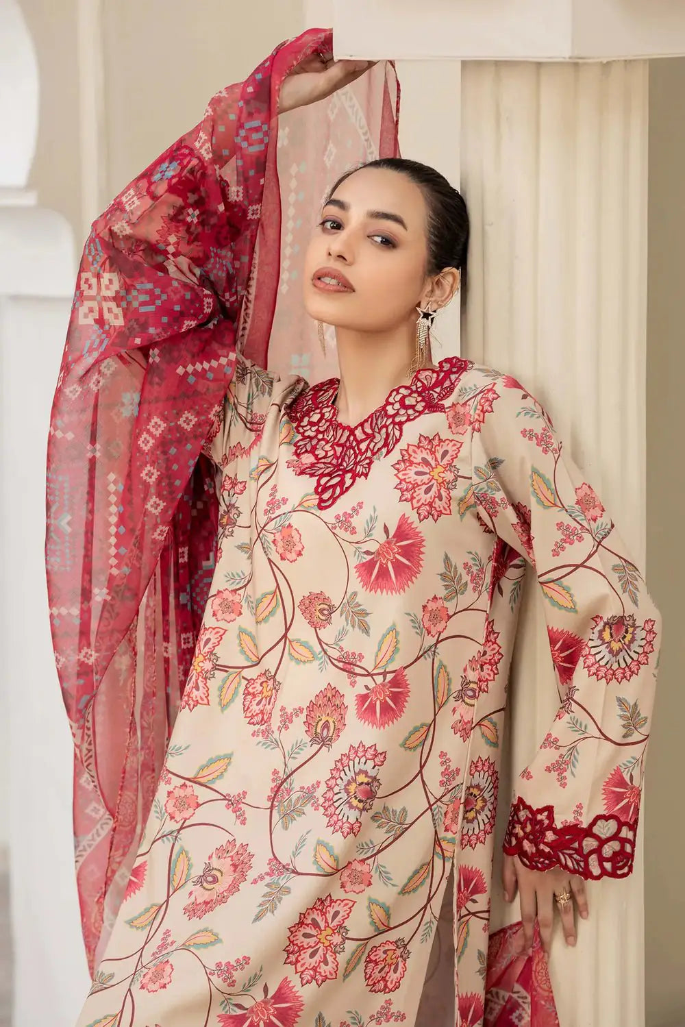 Lawn Suit Pink 8454 - SINGHAR