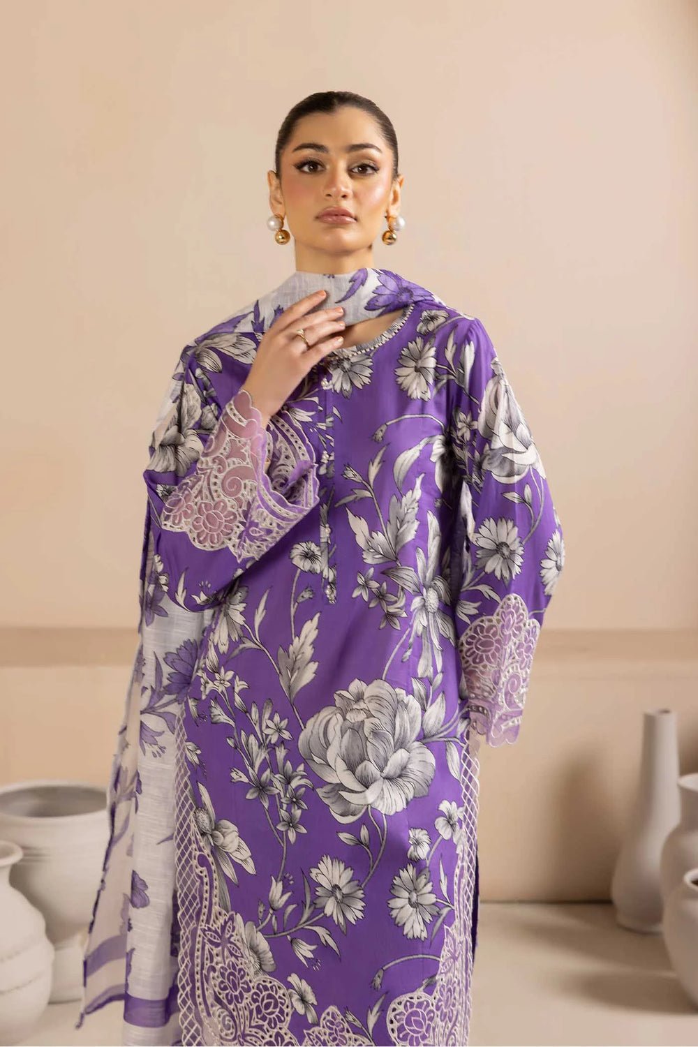Lawn Suit Purple 8447 - SINGHAR